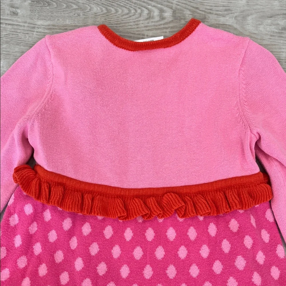 Hanna Andersson Bright Ideas Sweater Dress Top Pink Tiered Ruffle Girls 110 / 5‎